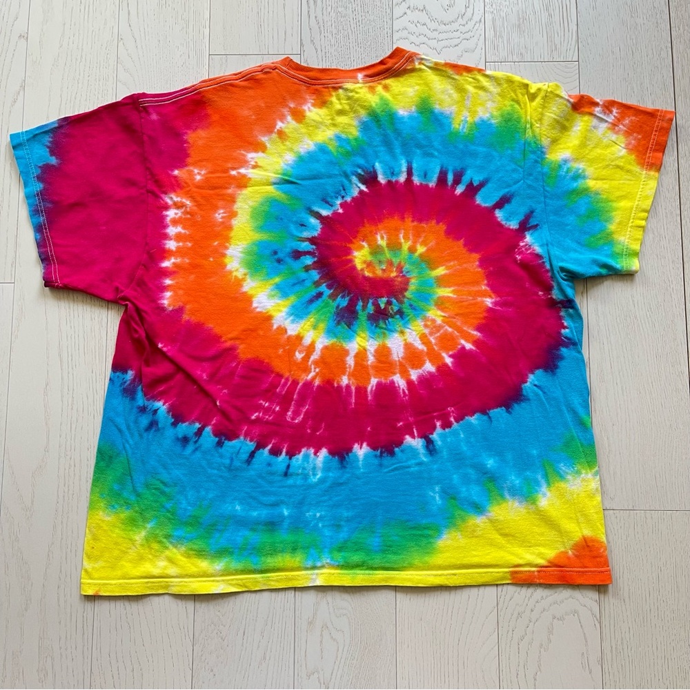 Vintage 90s Washington DC Colorful Rainbow Tie-Dye Delta Pro Weight T-Shirt - Picture 10 of 11